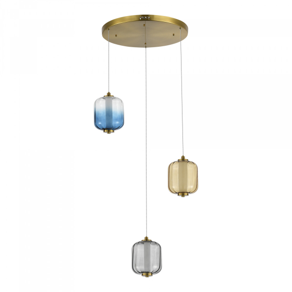 SL1193.303.03 Светильник подвесной ST-Luce Латунь/Янтарный,Дымчатый,Голубой LED 3*11W 3000K SUMMER, изображение 2