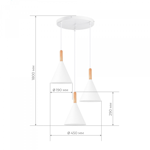 SLE1255-513-03 Светильник подвесной Белый/Белый E27 3*40W ARKET, изображение 4