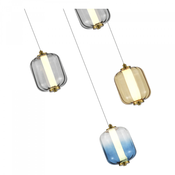 SL1193.303.05 Светильник подвесной ST-Luce Латунь/Янтарный,Дымчатый,Голубой LED 5*10W 3000K SUMMER, изображение 3