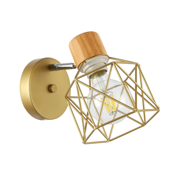 SLE110401-01 Светильник настенный Золотистый, Светлое дерево/Золотистый E27 1*60W STELITTO, изображение 4 SLE110401-01 Светильник настенный Золотистый, Светлое дерево/Золотистый E27 1*60W STELITTO, изображение 4