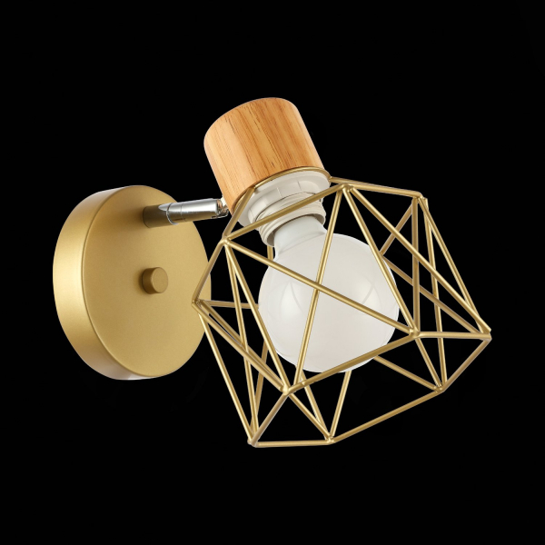 SLE110401-01 Светильник настенный Золотистый, Светлое дерево/Золотистый E27 1*60W STELITTO, изображение 6 SLE110401-01 Светильник настенный Золотистый, Светлое дерево/Золотистый E27 1*60W STELITTO, изображение 6