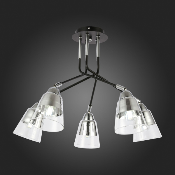 SLE102902-05 Светильник потолочный Черный, Хром/Прозрачный E27 5*40W LIRINO, изображение 7