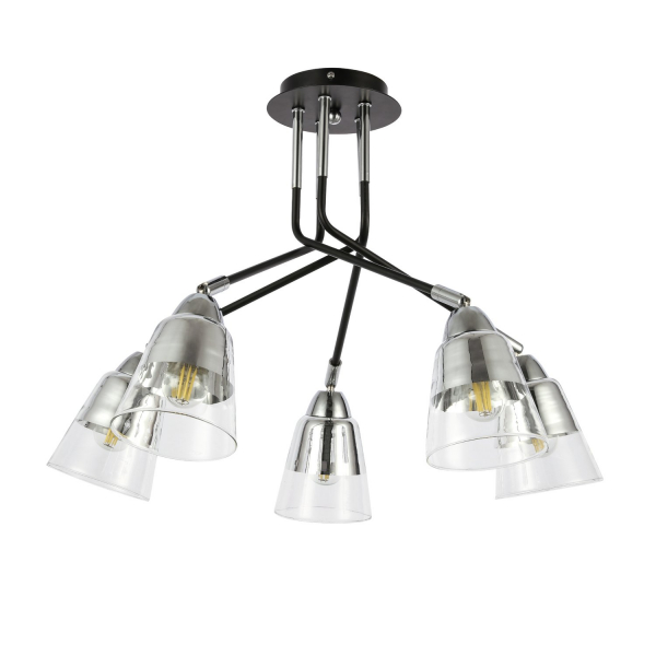 SLE102902-05 Светильник потолочный Черный, Хром/Прозрачный E27 5*40W LIRINO, изображение 2
