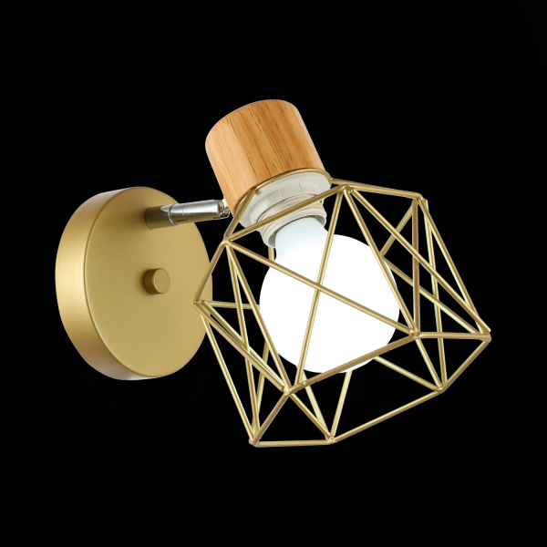 SLE110401-01 Светильник настенный Золотистый, Светлое дерево/Золотистый E27 1*60W STELITTO, изображение 5 SLE110401-01 Светильник настенный Золотистый, Светлое дерево/Золотистый E27 1*60W STELITTO, изображение 5
