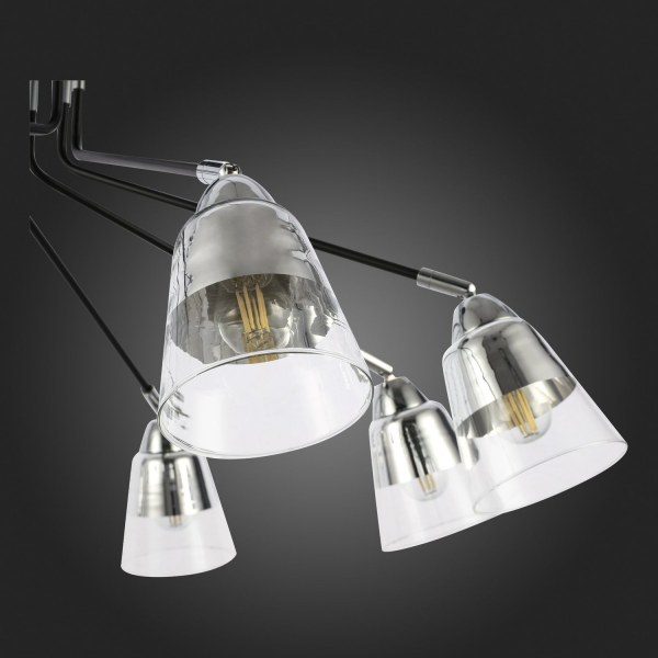 SLE102902-08 Светильник потолочный Черный, Хром/Прозрачный E27 8*40W LIRINO, изображение 9