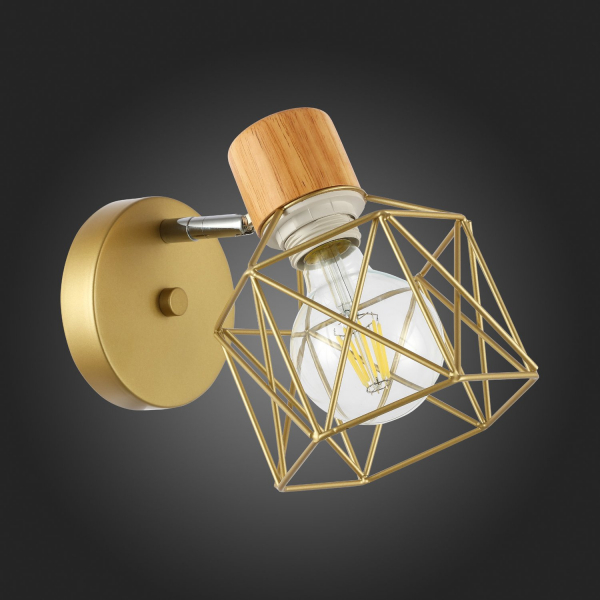 SLE110401-01 Светильник настенный Золотистый, Светлое дерево/Золотистый E27 1*60W STELITTO, изображение 12 SLE110401-01 Светильник настенный Золотистый, Светлое дерево/Золотистый E27 1*60W STELITTO, изображение 12