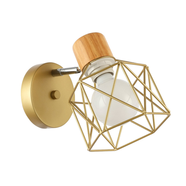 SLE110401-01 Светильник настенный Золотистый, Светлое дерево/Золотистый E27 1*60W STELITTO, изображение 2 SLE110401-01 Светильник настенный Золотистый, Светлое дерево/Золотистый E27 1*60W STELITTO, изображение 2