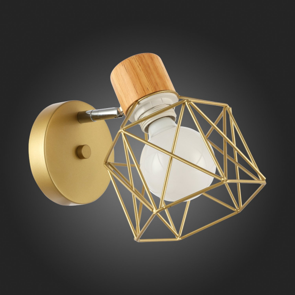 SLE110401-01 Светильник настенный Золотистый, Светлое дерево/Золотистый E27 1*60W STELITTO, изображение 10 SLE110401-01 Светильник настенный Золотистый, Светлое дерево/Золотистый E27 1*60W STELITTO, изображение 10