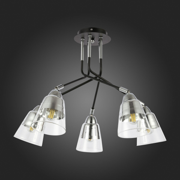 SLE102902-05 Светильник потолочный Черный, Хром/Прозрачный E27 5*40W LIRINO, изображение 8