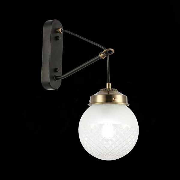 SLE110301-01 Светильник настенный Черный, Бронза/Прозрачный, Белый E27 1*60W STRICCE, изображение 3 SLE110301-01 Светильник настенный Черный, Бронза/Прозрачный, Белый E27 1*60W STRICCE, изображение 3