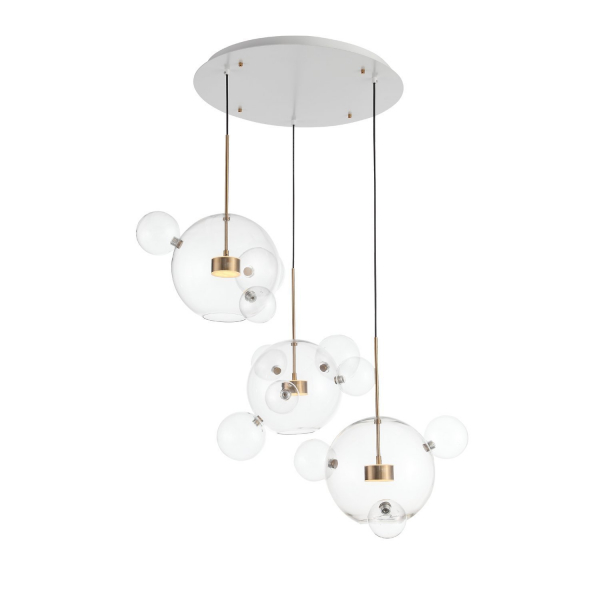 SL1133.203.03 Светильник подвесной ST-Luce Белый,Латунь/Прозрачный LED 3*14W 3000K  (из 4-х коробок) BOPONE, изображение 2