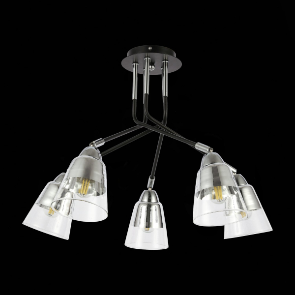 SLE102902-05 Светильник потолочный Черный, Хром/Прозрачный E27 5*40W LIRINO, изображение 5