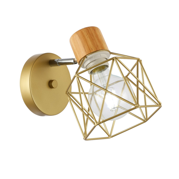 SLE110401-01 Светильник настенный Золотистый, Светлое дерево/Золотистый E27 1*60W STELITTO, изображение 3 SLE110401-01 Светильник настенный Золотистый, Светлое дерево/Золотистый E27 1*60W STELITTO, изображение 3