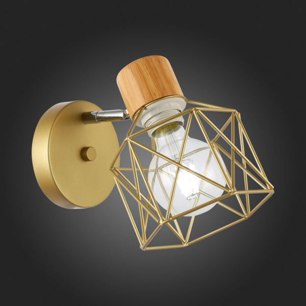 SLE110401-01 Светильник настенный Золотистый, Светлое дерево/Золотистый E27 1*60W STELITTO, изображение 11 SLE110401-01 Светильник настенный Золотистый, Светлое дерево/Золотистый E27 1*60W STELITTO, изображение 11