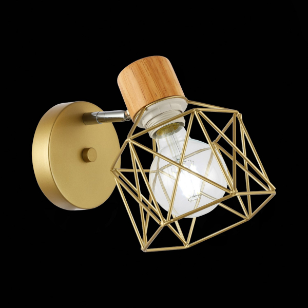 SLE110401-01 Светильник настенный Золотистый, Светлое дерево/Золотистый E27 1*60W STELITTO, изображение 7 SLE110401-01 Светильник настенный Золотистый, Светлое дерево/Золотистый E27 1*60W STELITTO, изображение 7