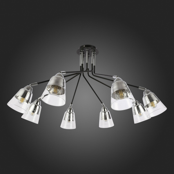 SLE102902-08 Светильник потолочный Черный, Хром/Прозрачный E27 8*40W LIRINO, изображение 8