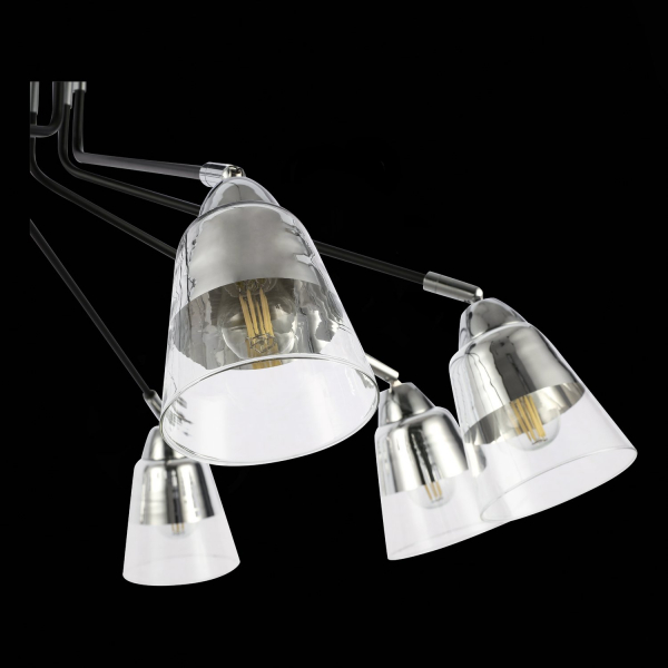 SLE102902-08 Светильник потолочный Черный, Хром/Прозрачный E27 8*40W LIRINO, изображение 6