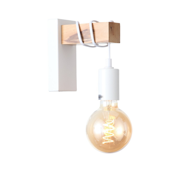 SL1142.501.01 Светильник настенный Белый, Светлое дерево E27 1*60W BAGETTI, изображение 4