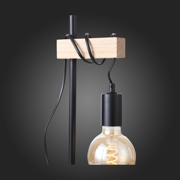 SL1142.404.01 Прикроватная лампа Черный, Светлое дерево E27 1*60W BAGETTI, изображение 8