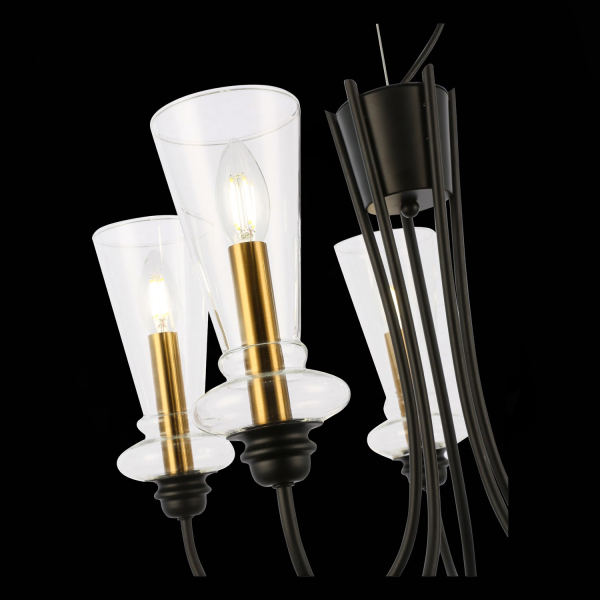 SLE112403-05 Светильник подвесной Черный/Прозрачный E14 5*40W RAMMO, изображение 6