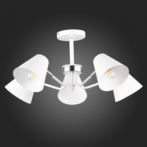 SLE106702-05 Светильник потолочный Белый,Хром/Белый E27 5*60W LERE, изображение 6