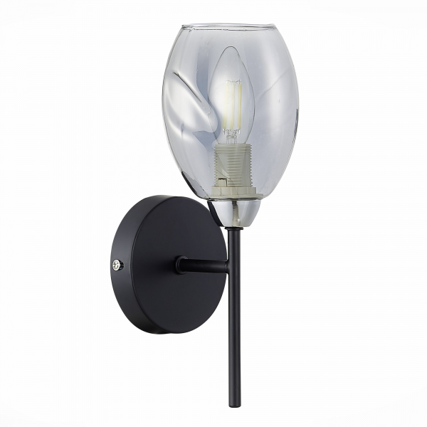 SLE155511-01 Светильник настенный Черный, Хром/Дымчатый E14 1*40W GLOA, изображение 2 SLE155511-01 Светильник настенный Черный, Хром/Дымчатый E14 1*40W GLOA, изображение 2