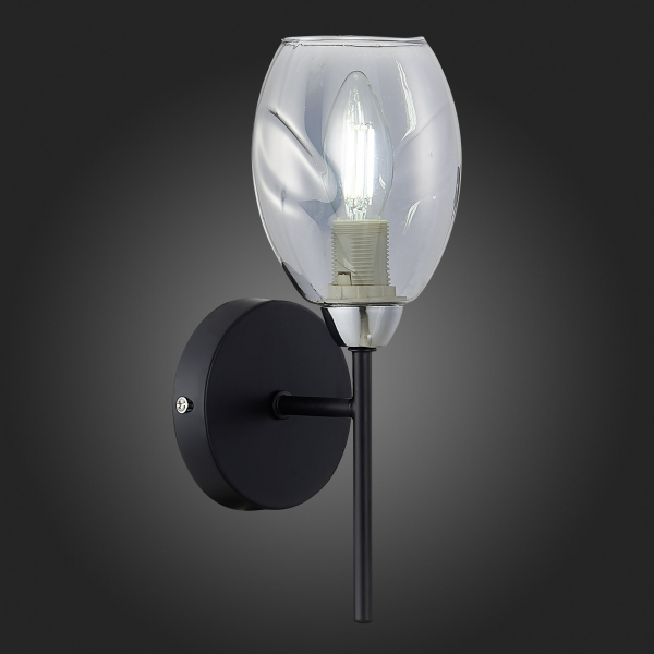 SLE155511-01 Светильник настенный Черный, Хром/Дымчатый E14 1*40W GLOA, изображение 5 SLE155511-01 Светильник настенный Черный, Хром/Дымчатый E14 1*40W GLOA, изображение 5
