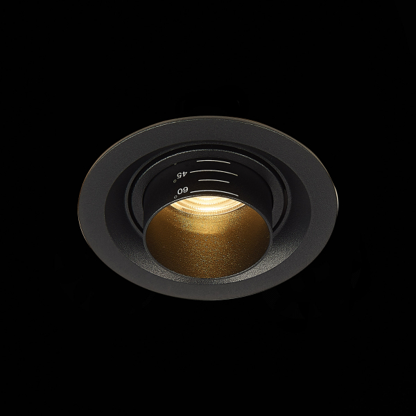 ST701.438.07 Св-к встр. Zoom Черный LED 1*7W 3000K 560Lm Ra 15°-60° IP20 D90xH65 170-240V Встраиваемые светильники, изображение 4