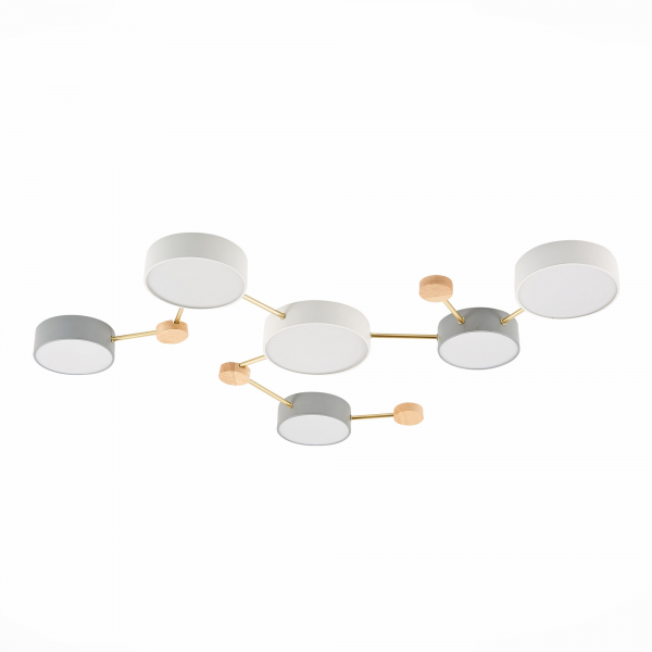 SLE600102-06 Светильник потолочный Золотистый, Светлое дерево/Белый, Серый LED 6*15W 4000K DOSSENA, изображение 2