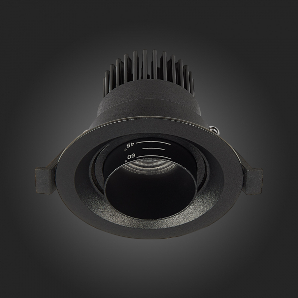 ST701.438.07 Св-к встр. Zoom Черный LED 1*7W 3000K 560Lm Ra 15°-60° IP20 D90xH65 170-240V Встраиваемые светильники, изображение 9