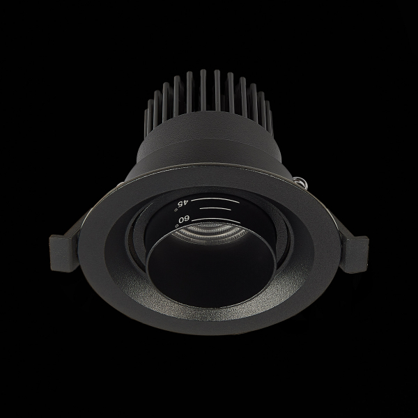 ST701.438.07 Св-к встр. Zoom Черный LED 1*7W 3000K 560Lm Ra 15°-60° IP20 D90xH65 170-240V Встраиваемые светильники, изображение 6