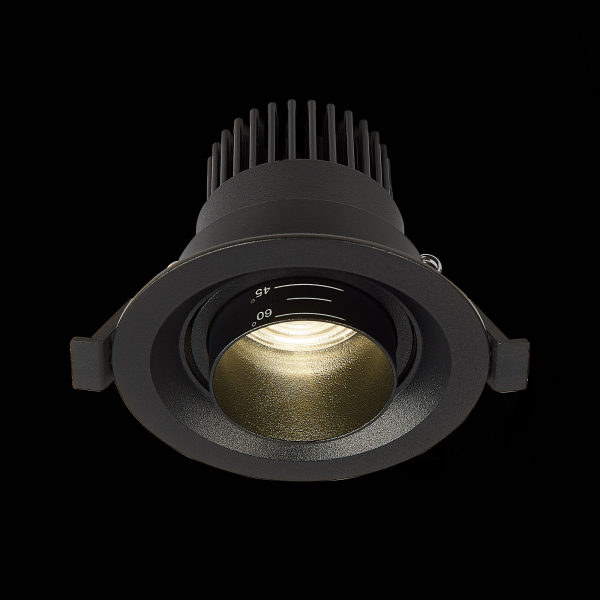 ST701.448.07 Св-к встр. Zoom Черный LED 1*7W 4000K 560Lm Ra 15°-60° IP20 D90xH65 170-240V Встраиваемые светильники, изображение 5