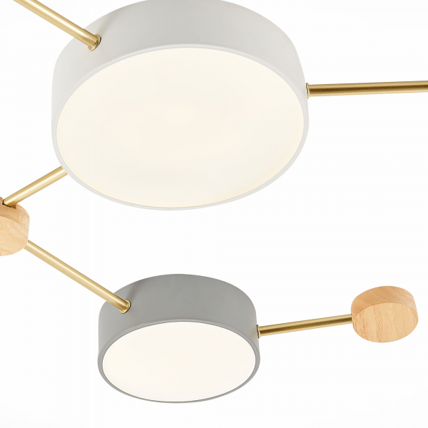 SLE600102-06 Светильник потолочный Золотистый, Светлое дерево/Белый, Серый LED 6*15W 4000K DOSSENA, изображение 4