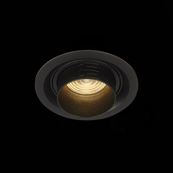 ST701.438.12 Св-к встр. Zoom Черный LED 1*12W 3000K 960Lm Ra90 15°-60° IP20 D115xH95 170-240V Встраиваемые светильники, изображение 4
