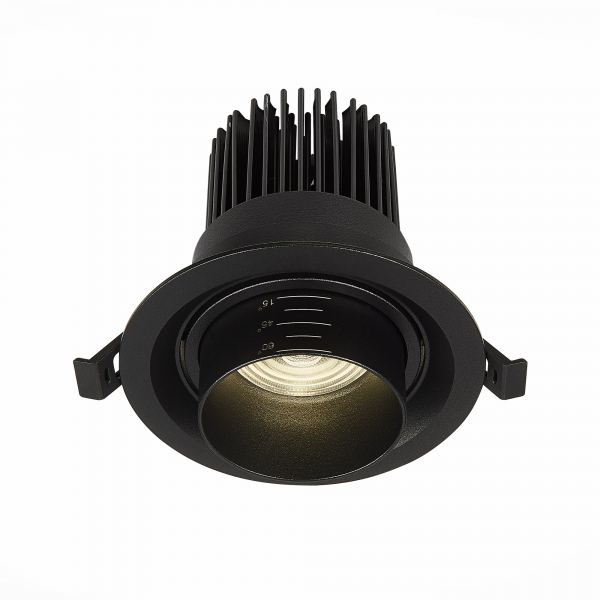 ST701.448.12 Св-к встр. Zoom Черный LED 1*12W 4000K 960Lm Ra90 15°-60° IP20 D115xH95 170-240V Встраиваемые светильники, изображение 2