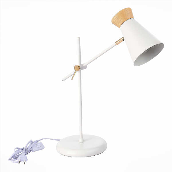 SLE1252-504-01 Прикроватная лампа Белый, Золотистый/Белый, Дерево E27 1*60W ALFEO, изображение 2 SLE1252-504-01 Прикроватная лампа Белый, Золотистый/Белый, Дерево E27 1*60W ALFEO, изображение 2