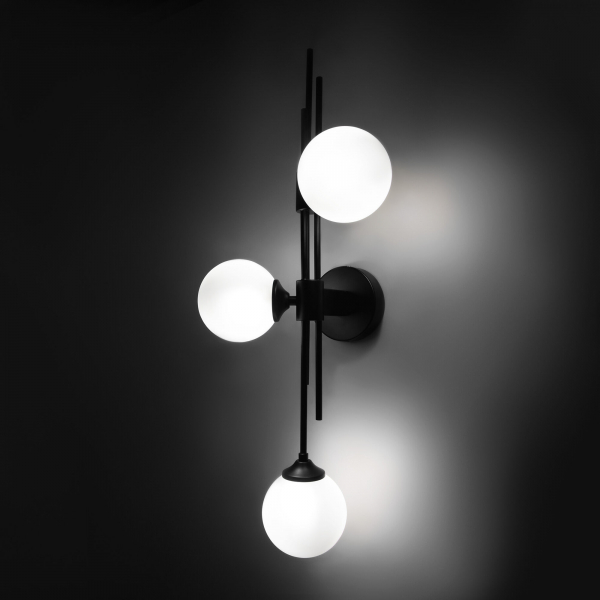 Настенный светильник со стеклянными плафонами 50383/3 черный, изображение 3