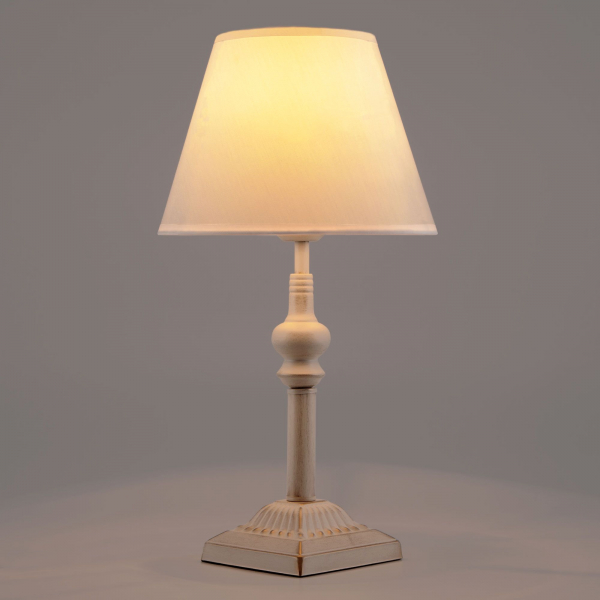 Настольный светильник с тканевым абажуром 01061/1 белый с золотом, изображение 3