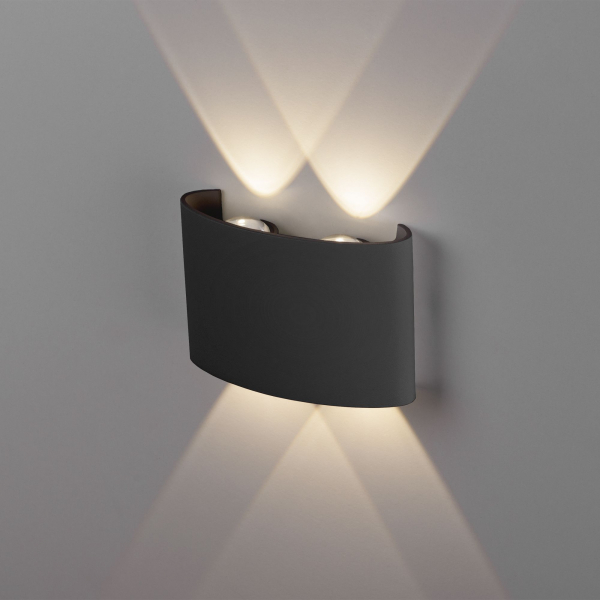 Уличный настенный светодиодный светильник TWINKY DOUBLE черный 1555 TECHNO LED  черный, изображение 2