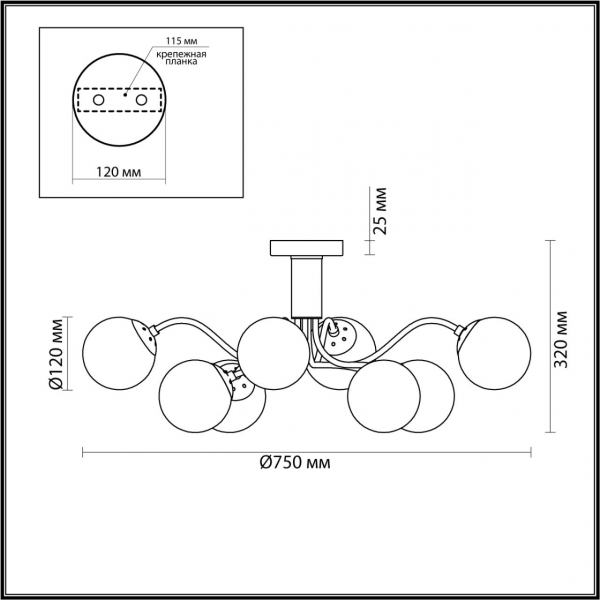 4555/8C MODERNI LN21 000 матовое золото Люстра потолочная E14 8*40W 220V CANDICE, изображение 3