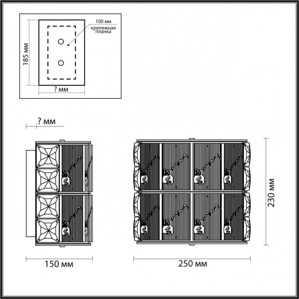 5070/2W HALL ODL24 499 золото/прозрачный/матовый/металл/хрусталь/стекло Бра E14 2*40W FIESTA, изображение 6