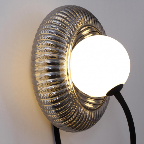 5013/1WA MODERN ODL23 573 черный/дымчатый/белый матовый металл/стекло Бра G9 LED 7W BUNY, изображение 5