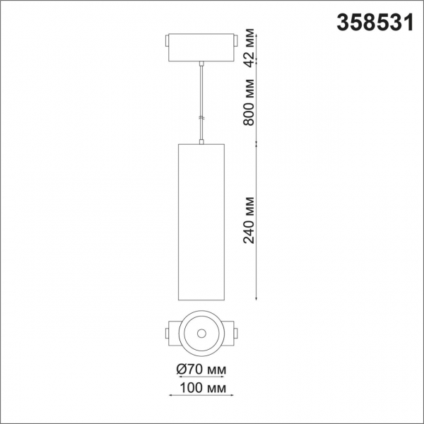 358531 SHINO NT21 059 черный Трековый светильник для низковольного шинопровода, длина провода 1м IP20 LED 4000K 30W 48V KIT, изображение 3