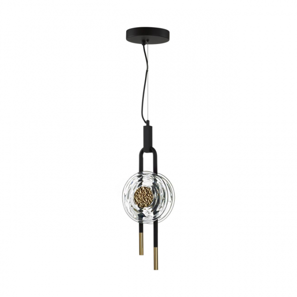 5407/12L MODERN ODL_EX24 27 черный/золотой/металл/стекло Подвес LED 12W 3000K 1005Лм MAGNET