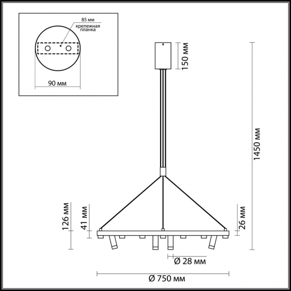 3918/63L L-VISION ODL20 200 черный/золотистый/металл Подвесной светильник LED 63W 4000K BEVEREN, изображение 4