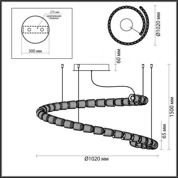 5010/129L L-VISION ODL23 475 хром/прозрачный/металл/акрил Люстра подвесная LED 129W 4000K 3200Лм SERPA, изображение 7