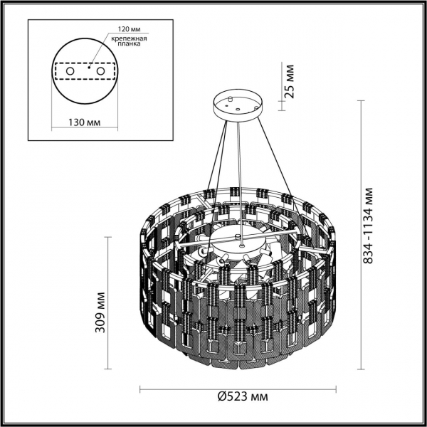 4989/9 HALL ODL22 553 золотой/стекло Люстра E14 8*40W BUCKLE, изображение 8