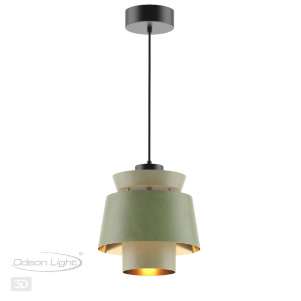 4992/1A PENDANT ODL23 401 зеленый/золотой/металл/экокожа Подвес E27 60W KRESSA, изображение 6