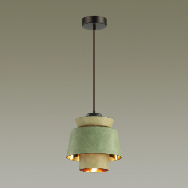 4992/1A PENDANT ODL23 401 зеленый/золотой/металл/экокожа Подвес E27 60W KRESSA, изображение 3