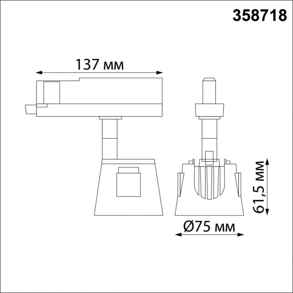 358718 PORT NT21 120 черный/белый Трехфазный трековый светодиодный светильник IP20 LED 4000K 10W 100-265V KNOF, изображение 4